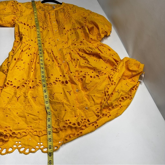 Anthropologie Tallulah Yellow Eyelet Dress size Large - Picture 10 of 12